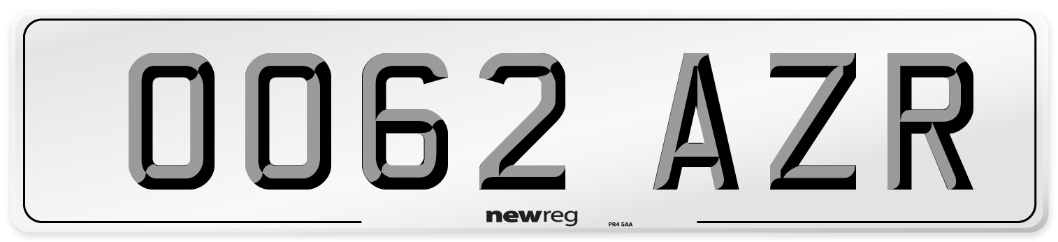 OO62 AZR Number Plate from New Reg